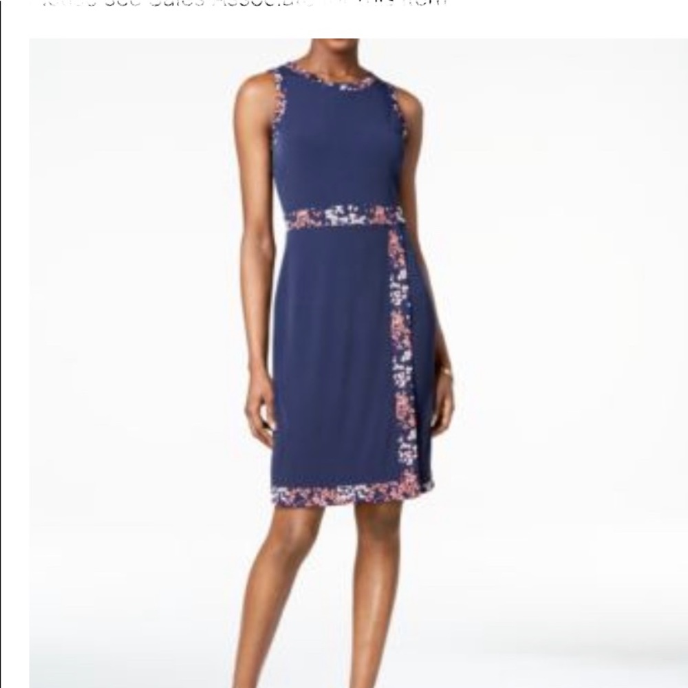 Michael Kors Border Print Faux Wrap Dress